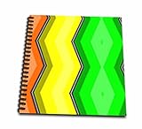 SmudgeArt Pattern Designs - Textile Pattern Large Lime Yellow And Orange Wavy Stripe - Memory Book 12 x 12 inch (db_18490_2)