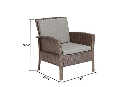 Baner Garden Outdoor Furniture Complete Patio 4 Piece Polyethylene Wicker Rattan Garden Set, Brown (N57-BR) - Thumbnail 6