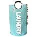 Homiak Large Laundry Basket with Alloy Handles for College, Collapsible Laundry Hamper, Foldable Clothes Bag, Folding Washing Bin (Blue)