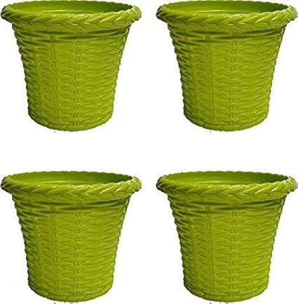 Greenport Round Plastic Planter Flower Pot for Home and Garden Indoor Plant (Multicolor) 4 Pcs