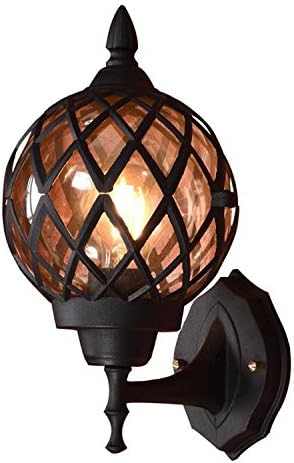 Outdoor Wall Lamp Waterproof Creative Wall Lights European American Round Black Retro Balcony Corridor Lamps Glass Metal ( Size : S )