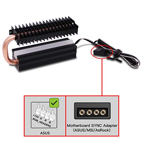 EZDIYFAB M.2 Heatsink with Heatpipe, 12V RGB SATA NVMe NGFF M.2