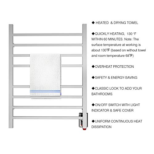 HEATGENE Towel Warmer, Heated Towel Warmer Rack, WallMounted Hardwired