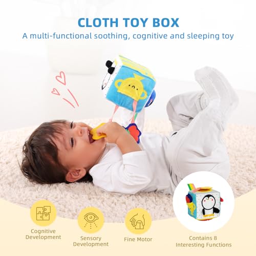 OOOK MONTESSORI TOYS FOR 1 YEAR OLD, 5 IN 1 LEARNING EDUCATIONAL WOODEN TOYS SET (INCLUDES PUSH BALLS SET, SHAPE SORTER, MIRROR PUZZLE, CLOTH TOY BOX AND MORE)