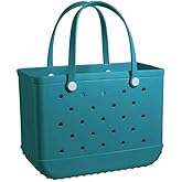 Lake Blue Rubber Beach Bag Beach Tote Bag - Rubber Tote Handbag Waterproof Bags for Women, Travel Totebags for Pool Sports