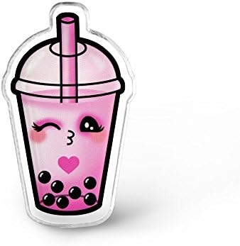 Pink Boba Tea Pin - Flair, Kei, Pastel Grunge, Aesthetic, Soft Grunge Pin, Kawaii Bubble Tea Jewelry