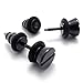 KONOV 2pcs Stainless Steel Mens Stud Screw Earrings, 1 Pair, Color Black, Diameter 7mm