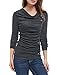 Allegra K Women's Cowl Neck Long Sleeves Buttons Decor Ruched Top Small Dark Gray