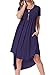 levaca Women's Scoop Neck Pockets High Low Pleated Loose Swing Casual Midi Dress
