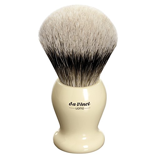 da Vinci Shaving Series 291 UOMO Silvertip Shaving Brush, Badger Hair with Ivory Handle, 25mm, 70 Gram