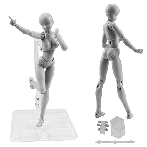 Tulas Action Figure Drawing Model,Human Mannequin Man & Woman Action Figure Equitment with Accessories Kit, Suitable for Sketching, Painting, Drawing, Artist, Kids, Adult, Youth Cartoon Figures Action