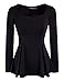 HOMEYEE Women's Vintage Square Neck Long Sleeve Peplum Tops Blouse 542 (M, Black)