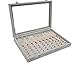 Wuligirl Ice Velvet Clear Lid Storage Earrings Necklaces Bracelet Jewelry Showcase Organizer Display (100 Slot Rings)