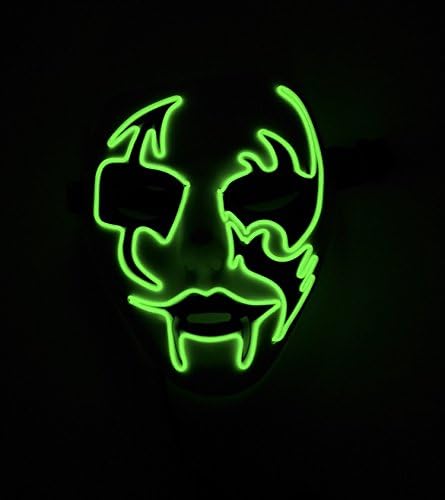 EL Wire Halloween Cosplay Led Mask Light Up Mask for Festival Parties Christmas Gifts Birthday Party Gift Any Parties (one size, Green)