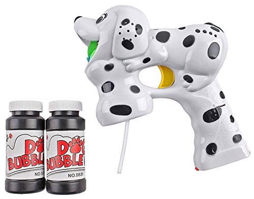 Adorable Bubble Gun for Kids Unique LED & Barking Sound Effects | Bubble Solution Fluid Included | Light Up Bubble Shooter | Summer Outdoor Toy for Boys & Girls (Dalmatian)