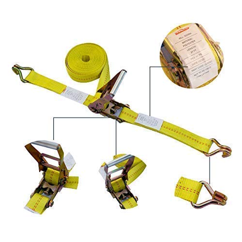 Ratchet Tie Down Strap - 4 Pack 2" inch x 27' Ft Heavy Duty Ratchet Straps with Aluminum Handle, Cargo Straps for Moving Appliances, Lawn Equipment, Motorcycle in a Truck - Thumbnail 2