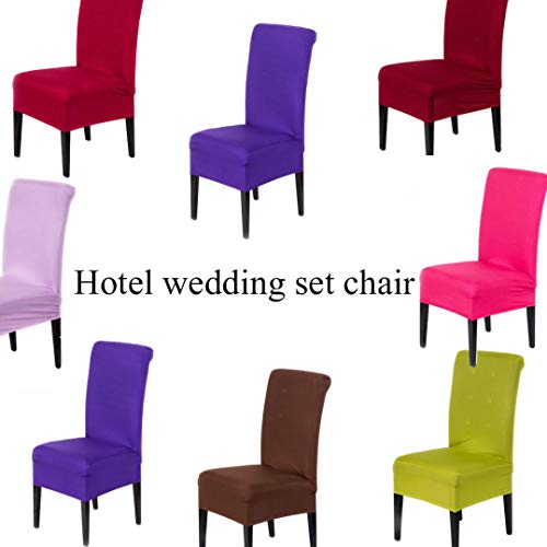 LiPing Plain Color Soft Stretch Removable Washable Short Skirt Dining Chair Protector Cover Seat Slipcover for Hotel,Dining Room,Ceremony,Banquet Wedding Party (O) - Thumbnail 2
