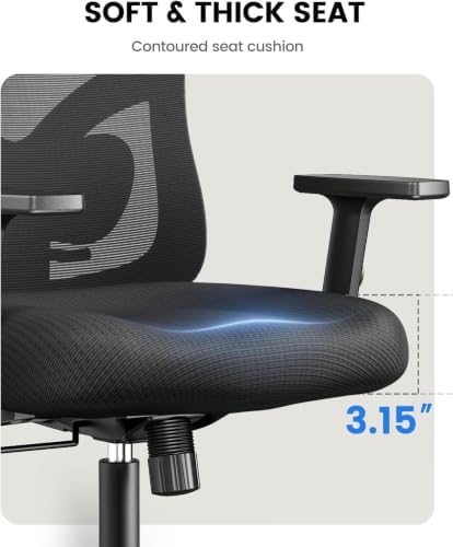 Ergonomischer Bürostuhl mit gepolsterter Lendenwirbelstütze, 2D-Kopfstütze, verstellbaren Armlehnen, verbessertem Sitzkissen, 130° Neigung, Computerstuhl für das Büro zu Hause
