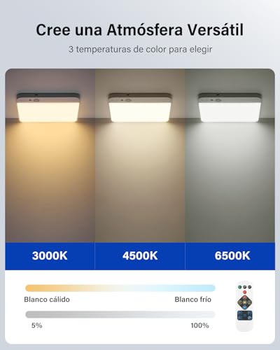 Leselux Ceiling Light with Motion Sensor, Wireless Ceiling Light with Remote Control, 3 Colour Temperatures Dimmable, Rechargeable Ceiling Light for Porch, Stairs, Garage, 2 Packs