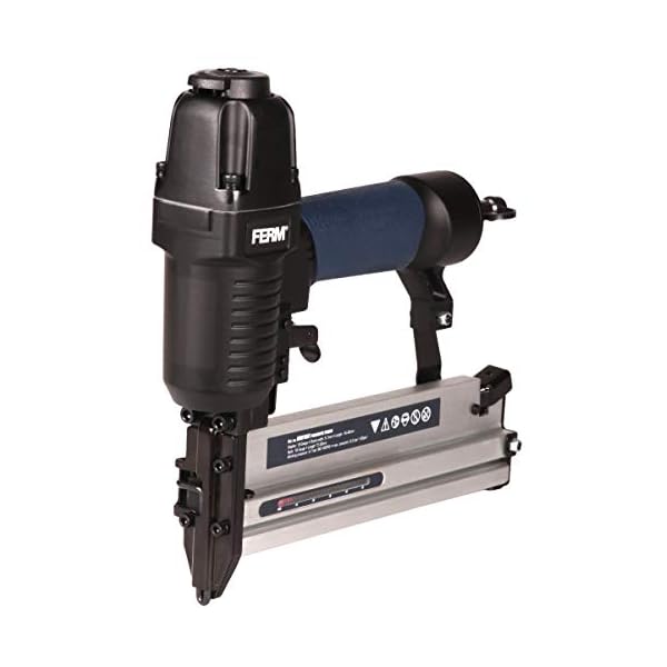 FERM Pneumatische Tacker – DIN/Orion - Weichen Griff – Inkl. 300 Nägeln und 100 Heftklammern