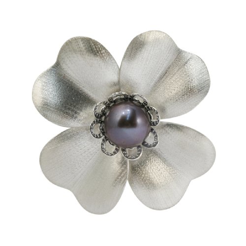 Bella Donna Damen Brosche 333/000 Weiß-Gold 1 Perle grau 900424