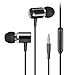 Wired Metal Earphones AIFEIMEI In-ear Heavy Bass Stereo Earbuds Headphones Volume Control with Microphone Headset Sport Gym Running for iPhone iOS/Android 3.5mm jack +Carrying Case (BLACK)