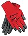 Glove N9680M Ninja Flex Nylon Shell Gloves with Latex Dip Palm and Fingertips, Gray/Red, Medium, 1-Pair