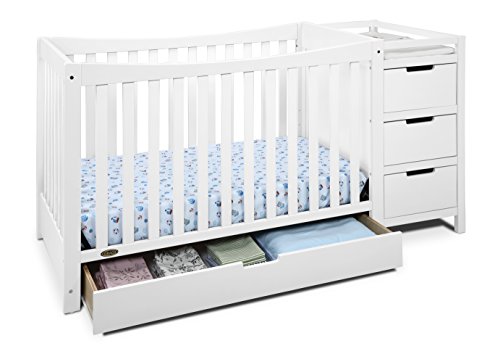 image for Storkcraft Graco Remi 4-in-1 Convertible Crib and Changer, White, Easi