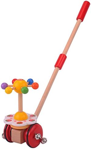Learning Walker Toys,Bell Strawberry Toddler Wooden Push and Pull Toy for Kids to Learn Walk and Play
