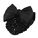 SODIAL(R) Black Bowknot Decor Snood Net Barrette Hair Clip Bun Cover