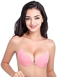 Anmengte Bra Reusable Self Adhesive Silicone Invisible Backless Sexy Nubra Wings(Pink C)