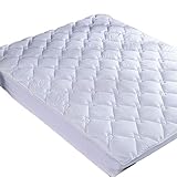 puredown Down Alternative Mattress Pad Topper Quilted Design 100% Cotton Top Rhombic Pattern White Queen Size