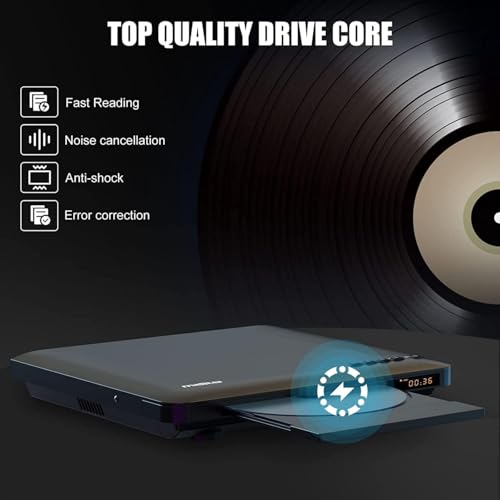 Reproductor de DVD ultra delgado, reproductores de DVD AV HDMI para TV, diseño de 1,5 cm con reproducción multirregión y píxeles HD coloridos, admite reproducción USB, reproductor de DVD NTSC/PAL con
