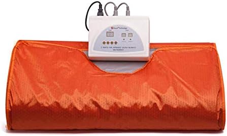 Pettyios Sauna Blanket, Faster and Safer Heating Far-Infrared (FIR) Heat Therapy Blanket 110V 2 Zone Digital Blanket for Body Shape Slimming Fitness (Orange)