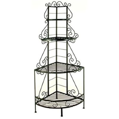 French Corner Baker's Rack in Brass for Kitchen or Dining Room