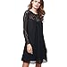vanberfia Women's Lace Patchwork Casual Mini Chiffon Dress