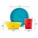 Plaskidy Kids Plastic Dinnerware Set of 24 Piece - Includes 4 Kids Plates and Bowls & Cups with Utensils Brightly Colored for Toddler & Kids - Kids Dishes Dishwasher/Microwave Safe Reusable BPA Free