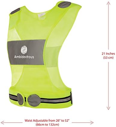Ambidextrous Reflective Vest for Running Cycling Jogging Motorcycle Dog Walking - High Visibility Safety Gear for Men and Women - Yellow Lightweight Breathable Mesh Fabric with Zipper Storage Pocket