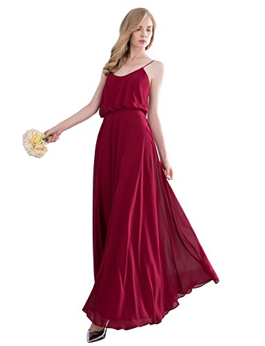 Gardenwed Simple Spaghetti Straps Flowy Long Bridesmaid Dress Formal Dress