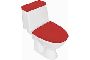 AZHCHKE Toilet Lid Cover and Toilet Tank Lid Cover, Bathroom Toilet Lid Seat Cover Set, Stretch Washable Spandex Fabric, Fits Most Toilet Tanks & Lids, Red