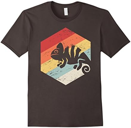 Mens Retro Vintage Reptile Chameleon T-Shirt 2XL Asphalt