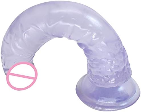 EWQ Ever Perfect Gift Suction Soft Di-ldò R-ealistic P-Enis Artificial Fake D-ick 6 Color Crystal Di-ldòs Funny Toys for Woman Adult Funny V-ibraters,Black,Transparent