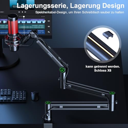 Aokeo AK-58i Low Profile Microphone Stand Arm for HyperX QuadCast, SoloCast, Elgato Wave, Shure SM7B, Blue Yeti, Blue Snowball, Broadcast, Studio Program Recording