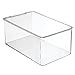 mDesign Plastic Stackable Toy Storage Bin Container Box with Hinge Lid for Organizing Living Room, Play Room, Bedroom, Nursery, Hold Blocks, Puzzles, Books, Lumiere Collection, 2 Pack - Clear