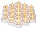 Mars Battery Operated Candles 24 Yellow Flickering LED Candles Tea Lights Free 100 Fake Rose Petals for Windows, Candle Holders, Luminaries, Birthday Candle, Wedding, Stocking Stuffers, Valentines