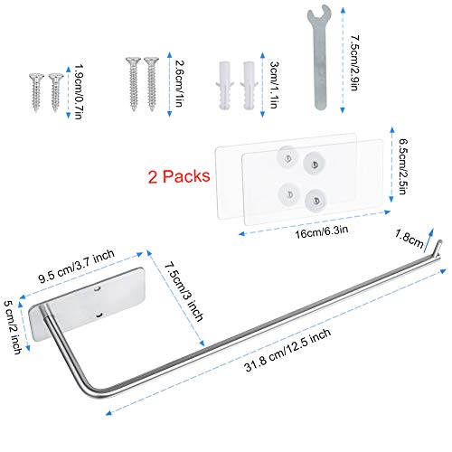 Carry360 Paper Towel Holder with Adhesive Under Cabinet, No Drilling, Wall Mounted Removable Paper Towel Roll Rack for Home, Kitchen, Toilet-304 SUS Stainless Steel