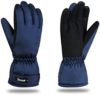 Women's Ski Gloves Snowboard Snowmobile Waterproof Windproof 3M Thinsulate Winter Warm Snow Cold Gloves (S/M, Navy)