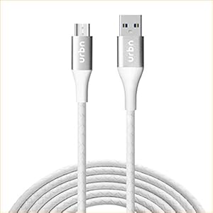 URBN Micro USB 3 Amp Fast Charging Data and Sync Cable Extra Tough Quick Charge 18W Compatible (4 Feet) 1.2M – White