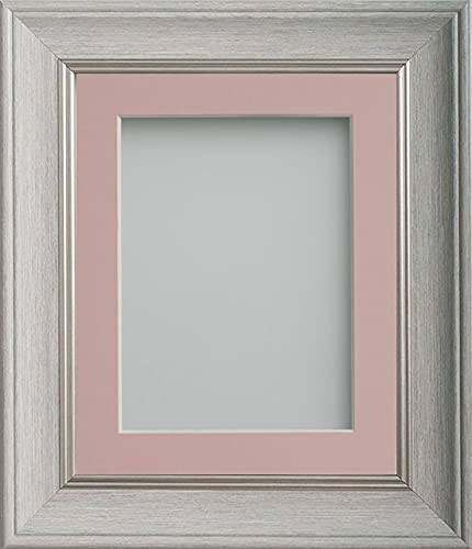 Frame Company Drummond Pale Grey Photo Frame, Pink Mount, 6x4 for 5x3 inch, fitted with perspex