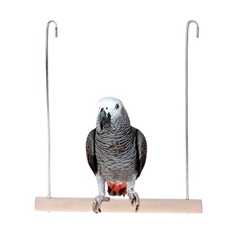 Onpiece Pet Parrot Perch Swing, Natural Wood Bird Swing Toy Bird Cage Stand (Small)